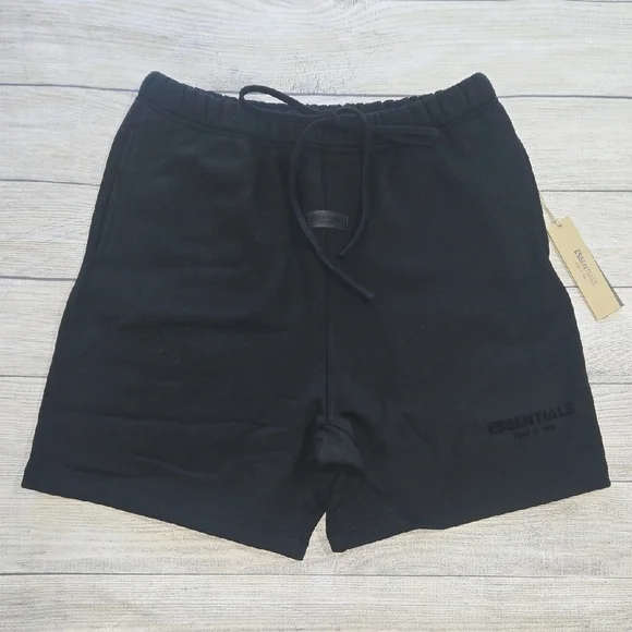 Essentials Fear of God Men's Stretch Limo Sweat Shorts Black Size L NWT - Picture 1 of 14
